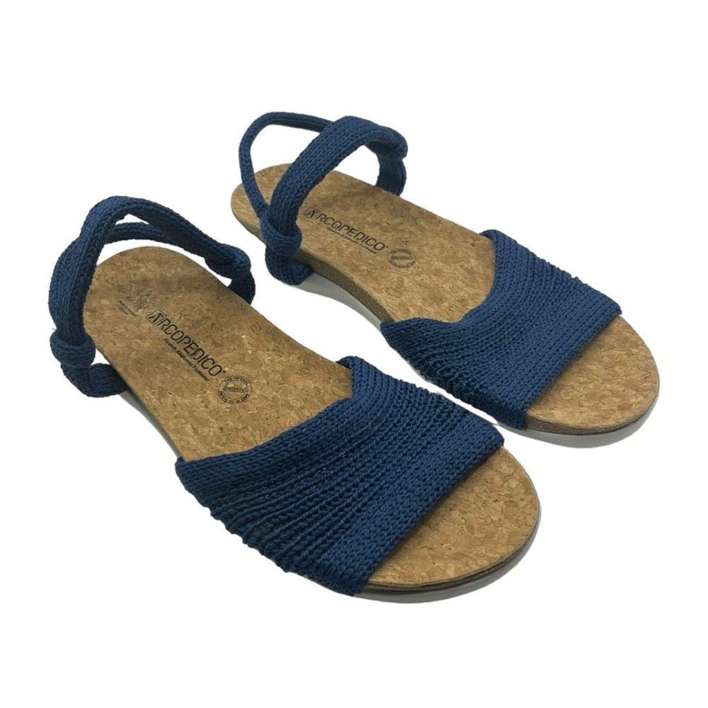 Fabulous Arcopedico Arenal Denim Sandals Shoes Cork Footbed Comfort Orthopedic - Picture 2 of 13